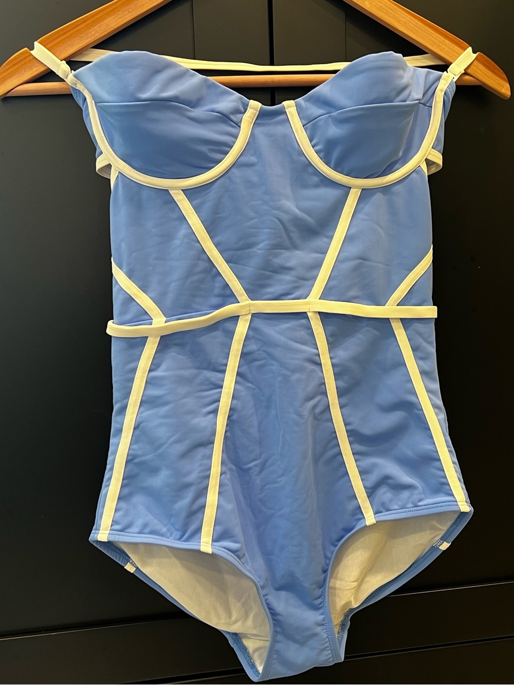 Chromat Blue One-Piece Swimsuit with Cream Trim